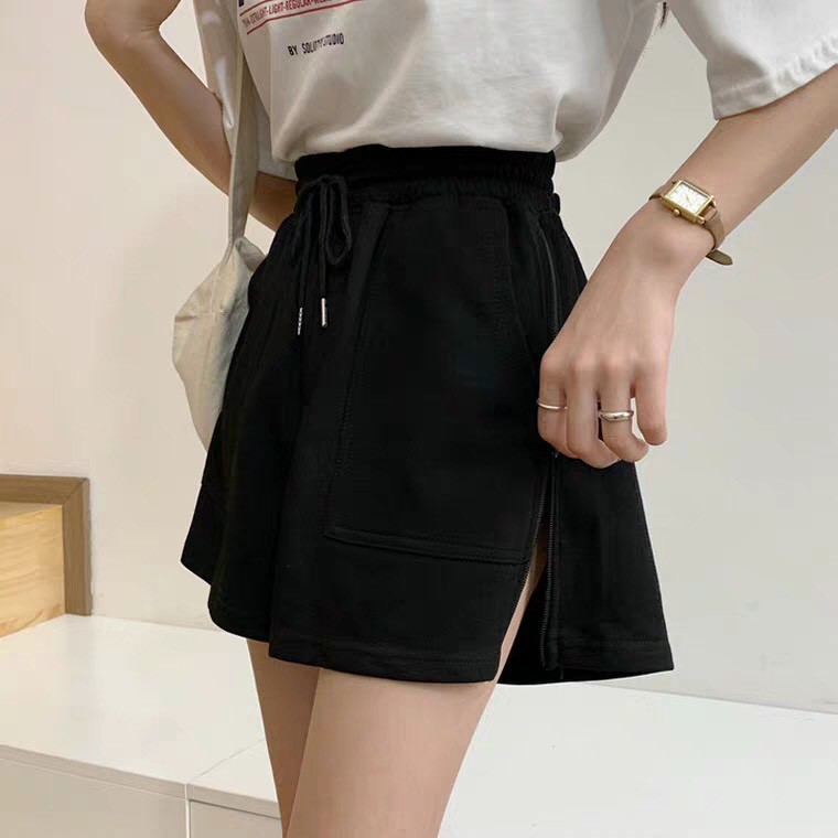QUẦN SHORT PHỐI KHOÁ HÔNG KÉO XẺ TÀ NĂNG ĐỘNG CHO NỮ - QUẦN ĐÙI XẺ KHOÁ ĐEN TÍM TRẮNG XÁM ULZZANG