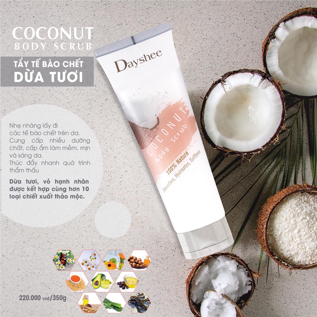 TẨY TẾ BÀO CHẾT BODY CHIẾT XUẤT DỪA TƯƠI DAYSHEE COCONUT BODY SCRUB 40ML CHÍNH HÃNG - 9315