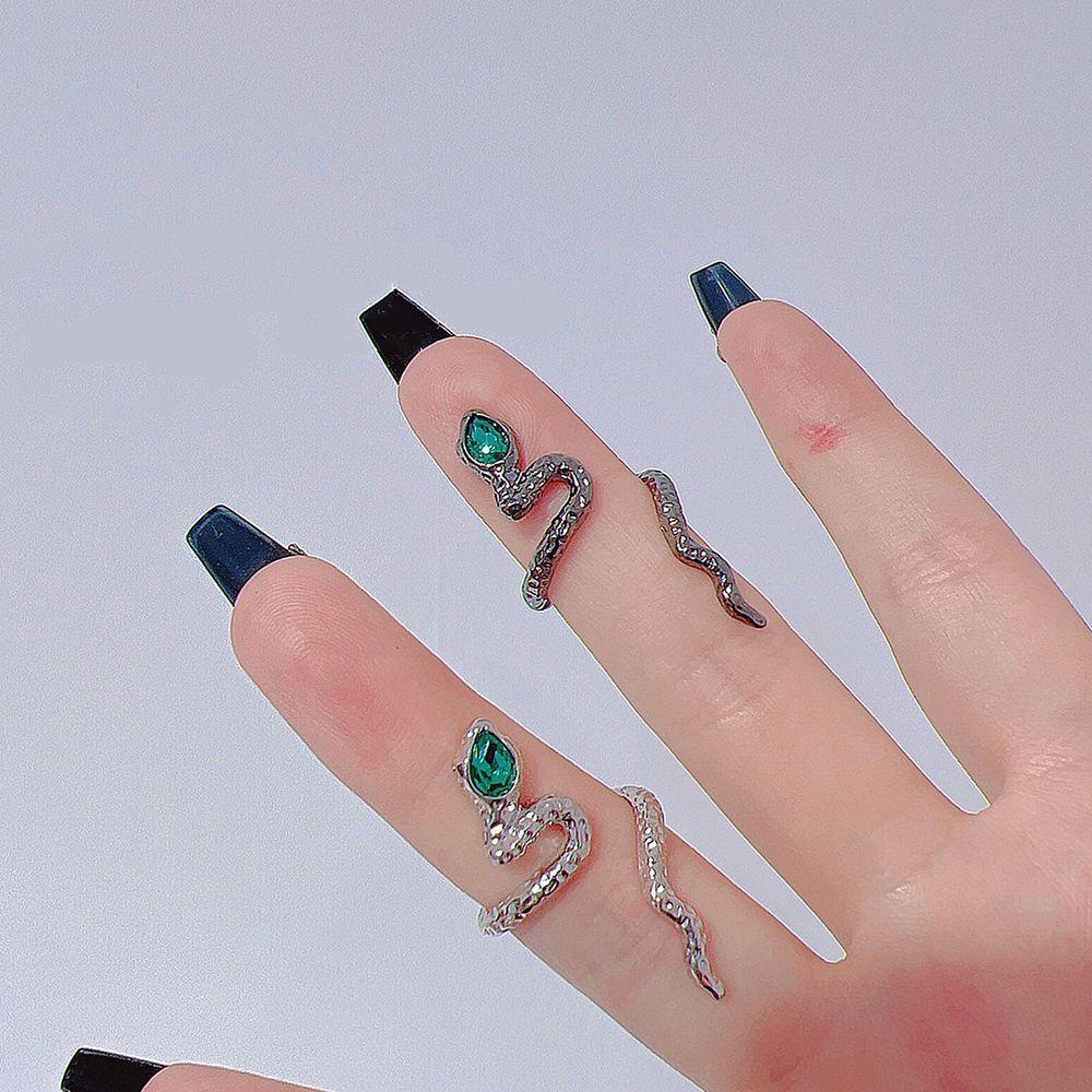 Phụ Kiện Trang Trí Cho Quần Áo Bằng Vải ANEMONE Màu Xanh Lá|Nhẫn Hình Rắn Độc Đáo Thời Trang Hàn Quốc Có Thể Điều Chỉnh Cho Cặp Đôi