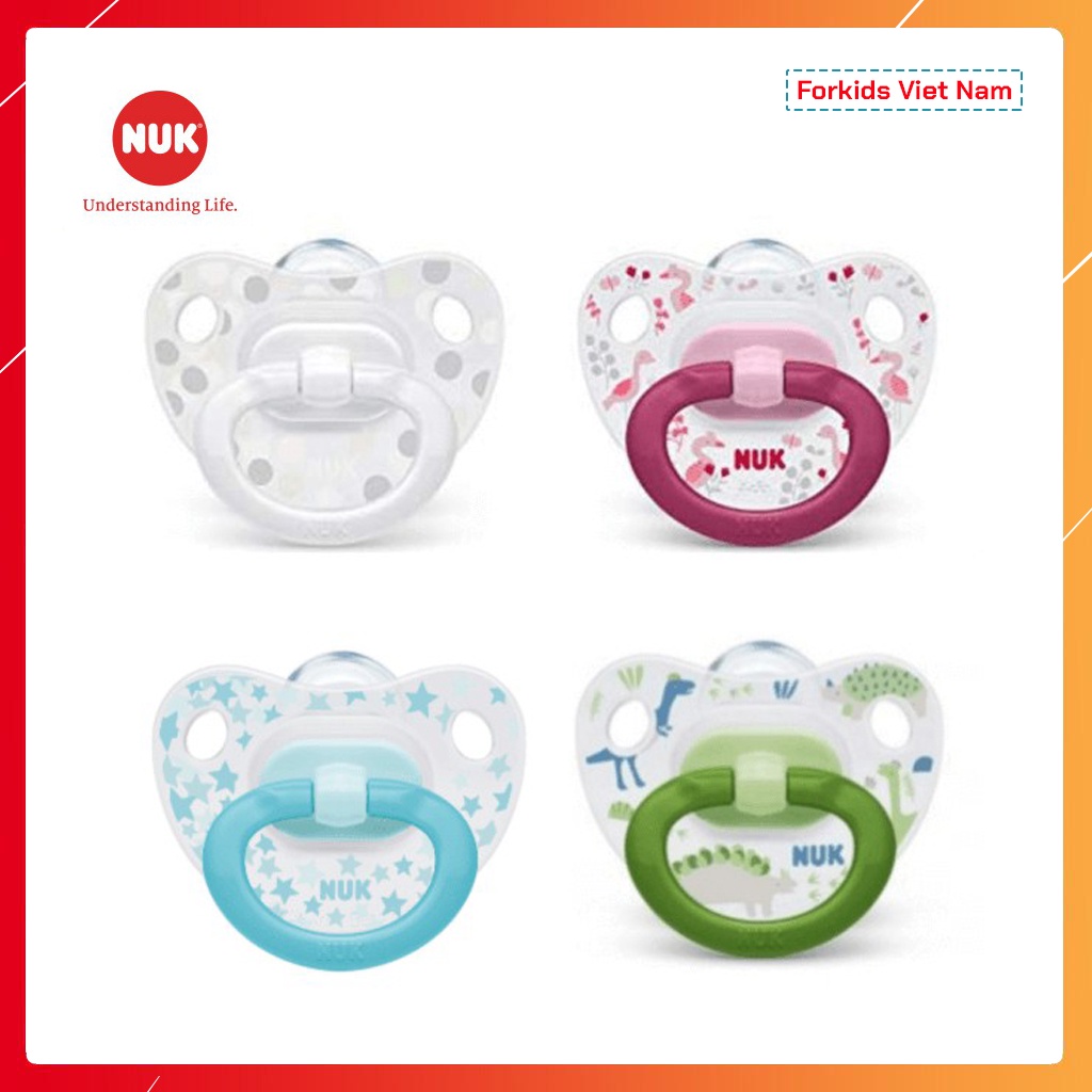 Bộ 2 ti giả NUK silicone Happydays 0-6m, 6-18m - Hàng cao cấp chính hãng