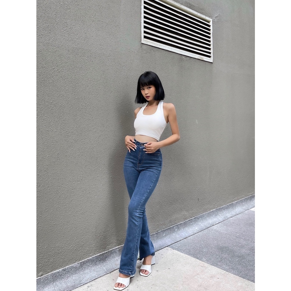 (Sẵn) Quần jean flared jean ống đứng loe nhẹ form Hàn, vải nhập xịn Hàn Quốc
