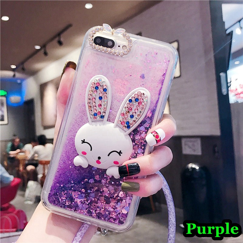 Ốp điện thoại kim tuyến nước hình thỏ dễ thương dành cho iPhone 6 6s 7 8 Plus X XS Max XR