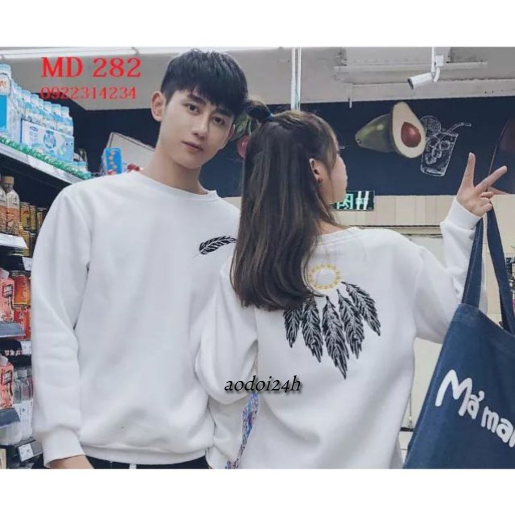 áo đôi thu đông hình lông vũ đẹp nhất
