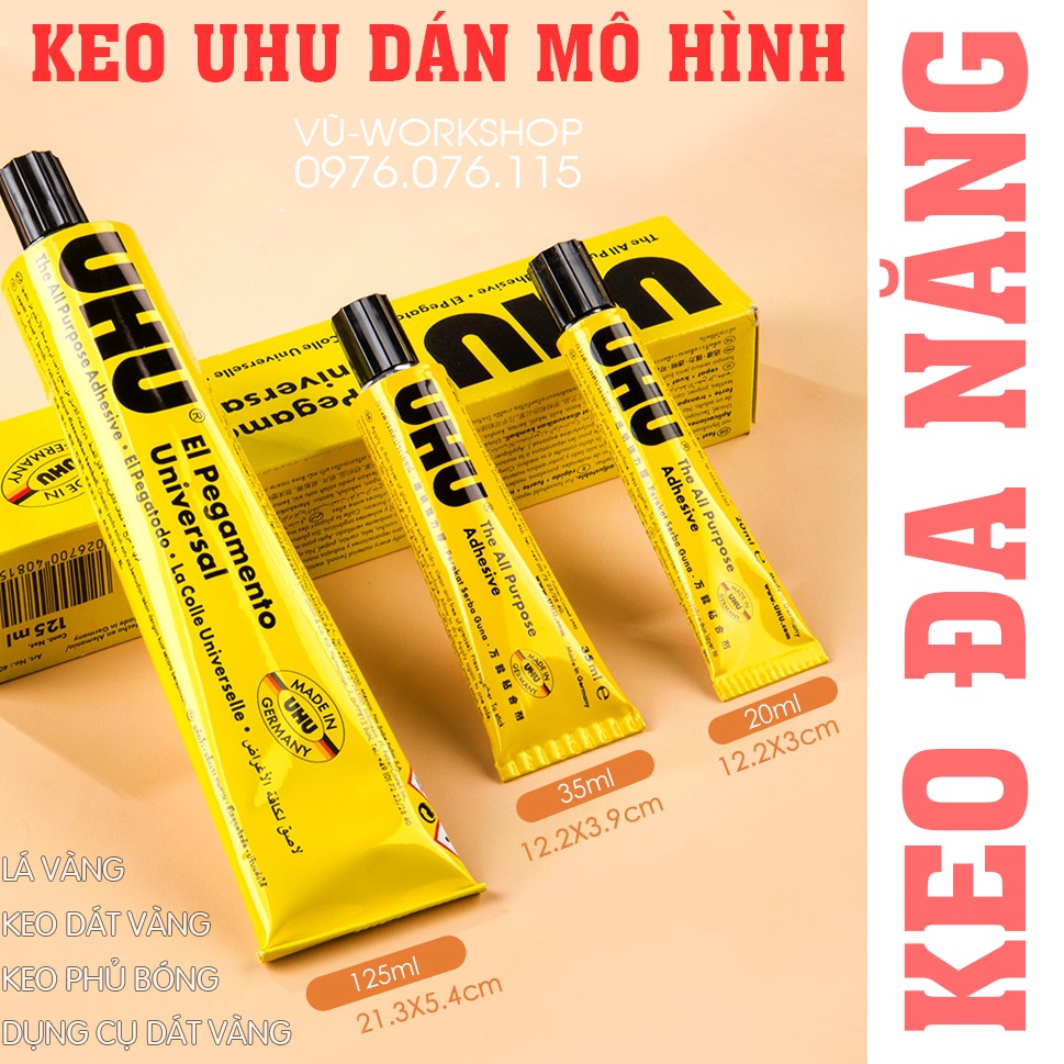 Keo UHU Dán Vải, Keo Đa Năng, Dán Mô Hình DIY - UHU Trong Suốt, Nhanh Khô, Mềm Dẻo