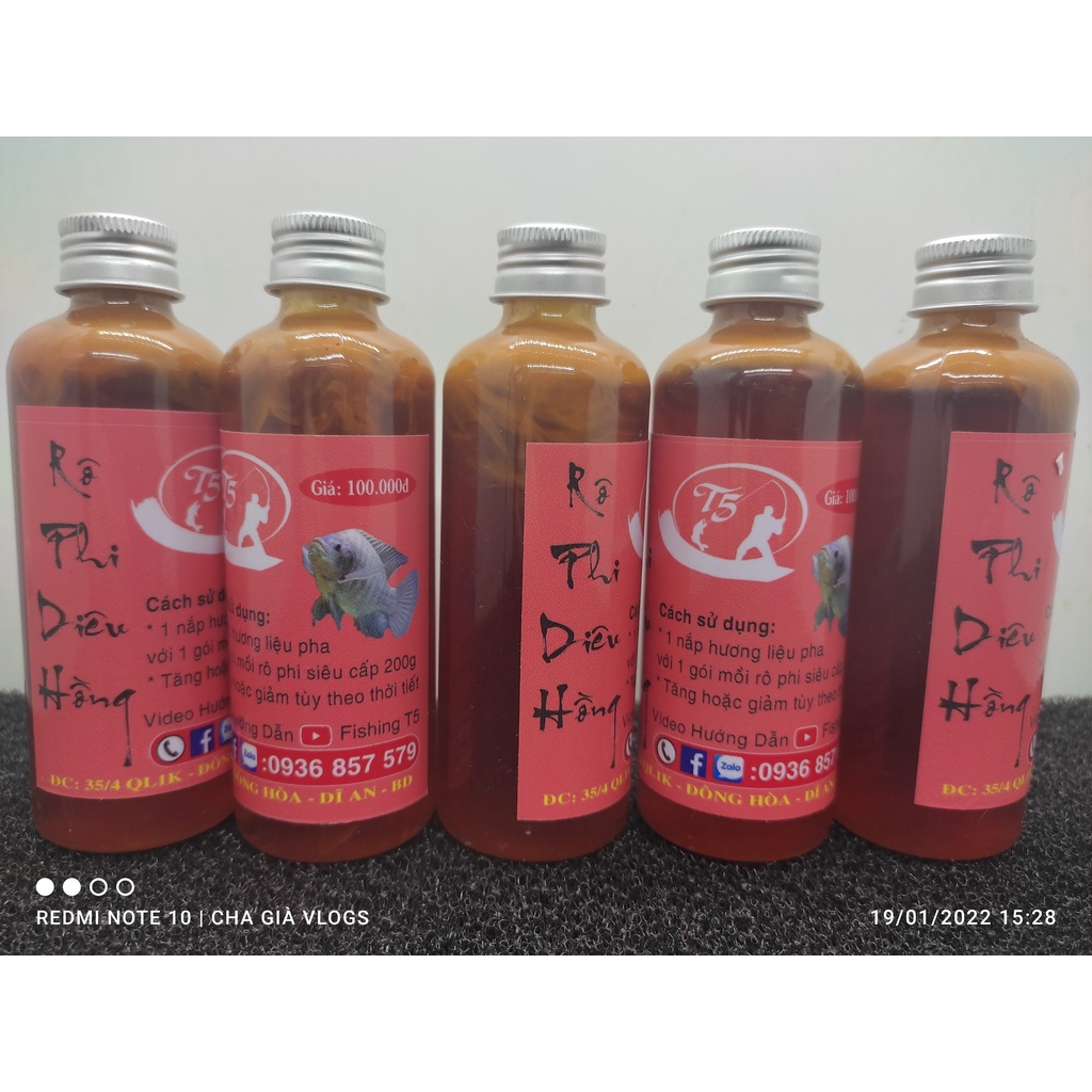 Chai hương liệu chuyên rô phi diêu hồng T5 fishing-- Mồi nước T5 chuyên câu rô phi siêu nhạy câu đài câu tay