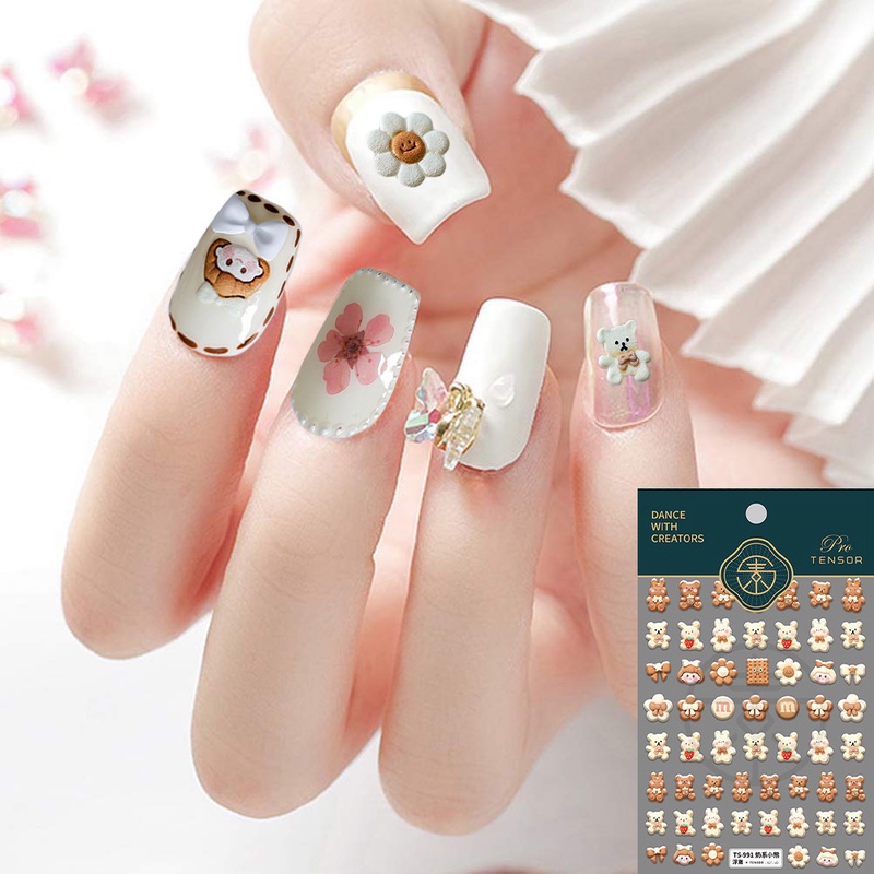 [Mới] 1 Tấm Giấy Dán Móng Tay / Miếng Dán Trang Trí Móng Tay Hình Gấu Hoạt Hình Sáng Tạo