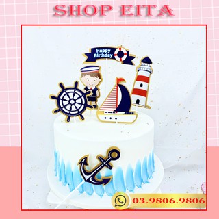 Set cắm Mika thủy thủ trang trí bánh kem, trang trí bánh sinh nhật