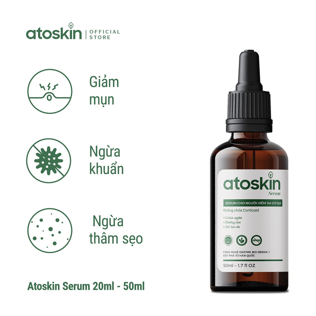Tinh chất Serum Atoskin (20ml-50ml) hỗ trợ cho người viêm da cơ địa không chứa Coticoid