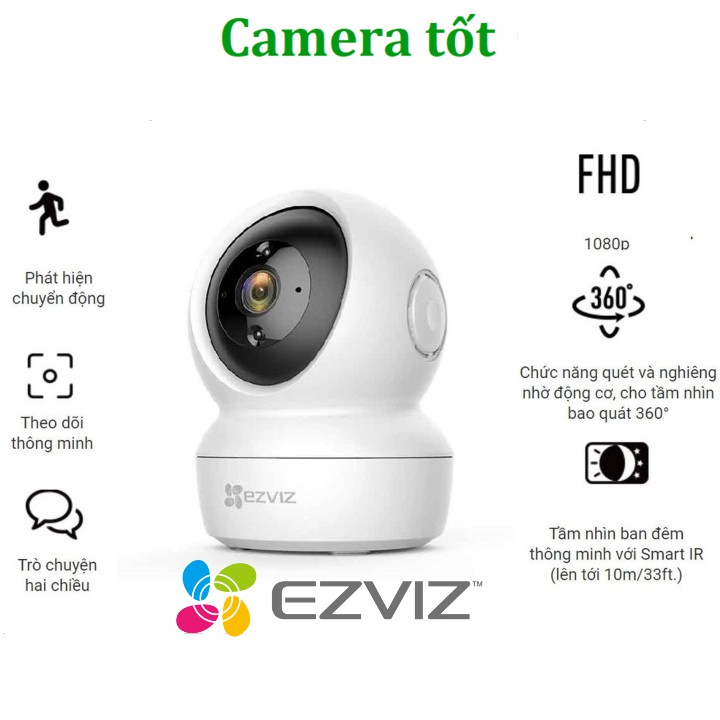 (Mẫu mới) Camera Ezviz 1080p C6N Chính Hãng- Có Cổng Lan