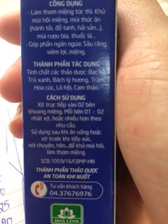 Xịt thơm miệng thảo dược
