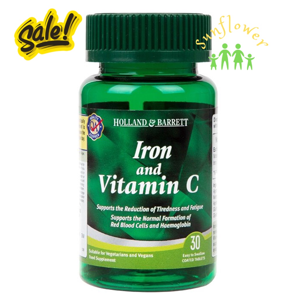 Viên uống Sắt Iron and Vitamin C Holland & Barrett Lọ 30 Viên của Anh Quốc