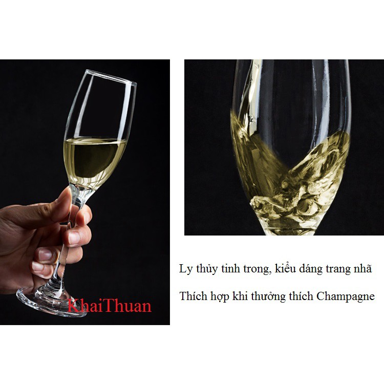 Bộ 06 Ly Thủy Tinh Uống Rượu Vang Trắng Champagne Đẹp Gloreca GL3096 Dung Tích 240ml