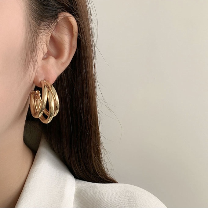 Bông Tai Mạ Bạc 925 Hình Tròn Phong Cách Hàn Quốc Sang Trọng Thời Trang Cho Nữ