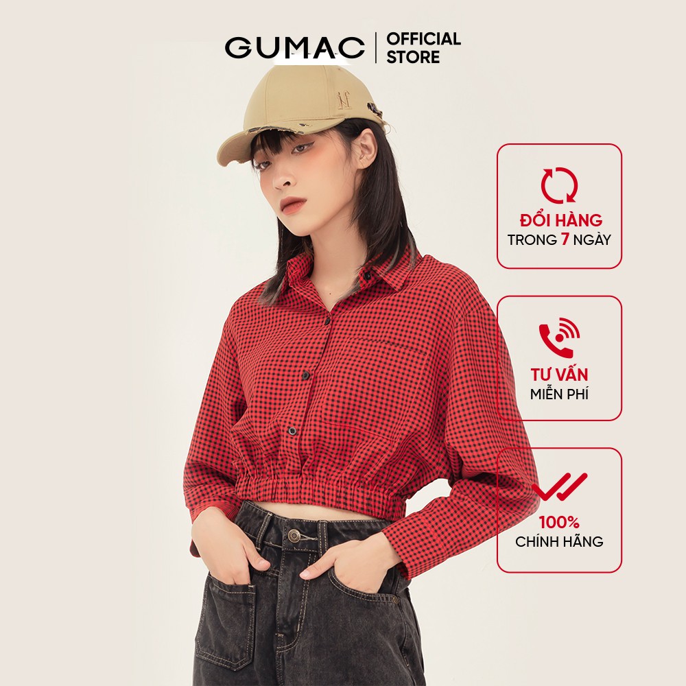 [Mã WABRGU100 giảm 15% đơn 249K tối đa 100k] Áo croptop sơ mi nữ màu caro GUMAC phong cách cá tính, năng động AB368 | BigBuy360 - bigbuy360.vn
