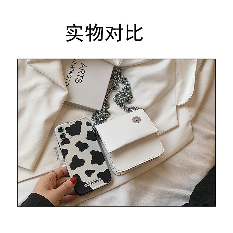 Túi Xách Đeo Vai Hình Vuông Cỡ Nhỏ Phối Dây Xích Phong Cách Hàn Quốc Cho Nữ