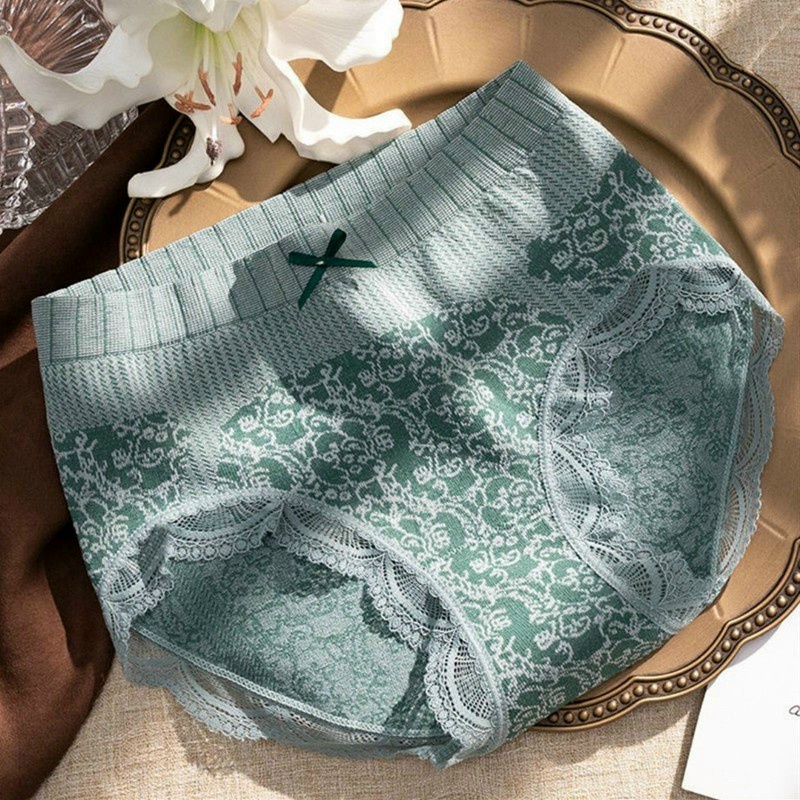Quần lót nữ Cotton lưng cao phối ren họa tiết đẹp co giãn 4 chiều QLC01