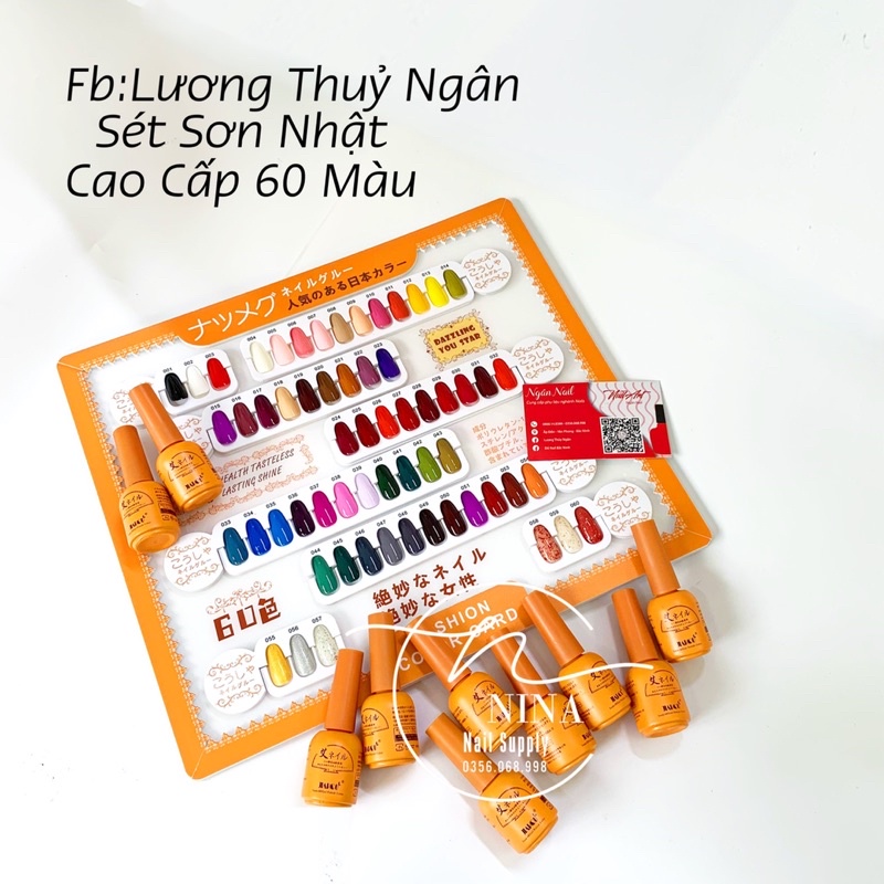 Set Sơn Nhật 60 Màu Hàng Chuẩn Sơn Đặc - Bóng - Bền, Tặng Kèm Bảng Mầu Base Top