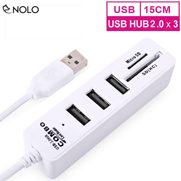 Hub USB 2.0 Đa Năng Đọc Được USB Thẻ Nhớ SD Microsd Tương Thích Nhiều Hệ Điều Hành Chiều Dài Dây 15cm