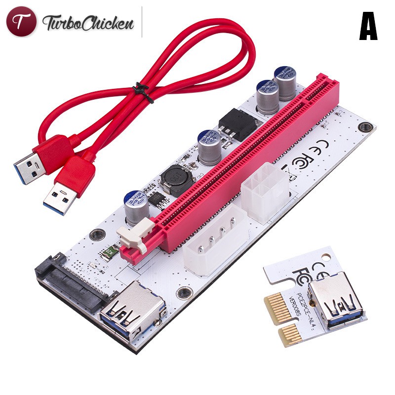 #Khai thác mỏ# PCI-E PCI Express Riser Card 1x to 16x USB 3.0 Data Cable Adapter SATA to 4Pin IDE Molex 6 pin for Bitcoin Mining