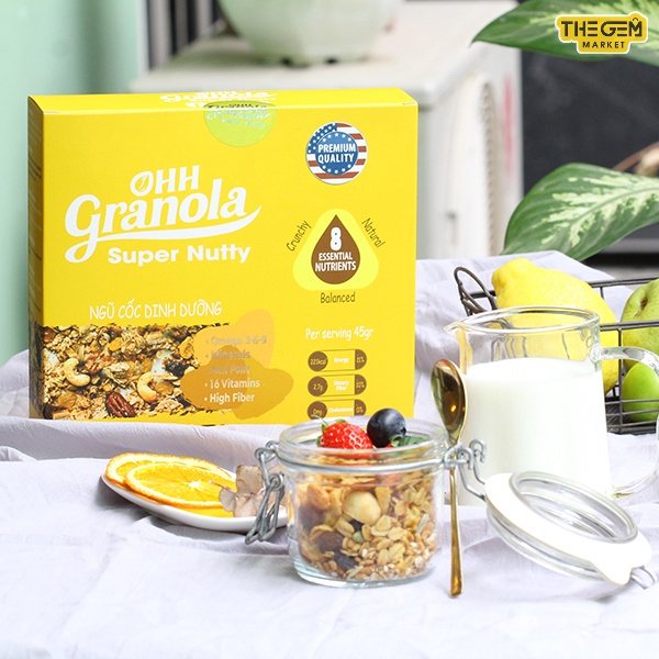 [Sản Phẩm Mới] Ngũ Cốc Granola Giảm Cân Ăn Kiêng Ăn Sáng Vị Mix 5 Loại Hạt Dinh Dưỡng Sấy Khô Siêu Ngon Nutty (250G)