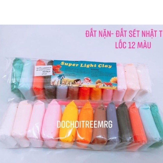 Đất nặn- đất sét nhật lốc 12 màu nặn hình làm slime bơ