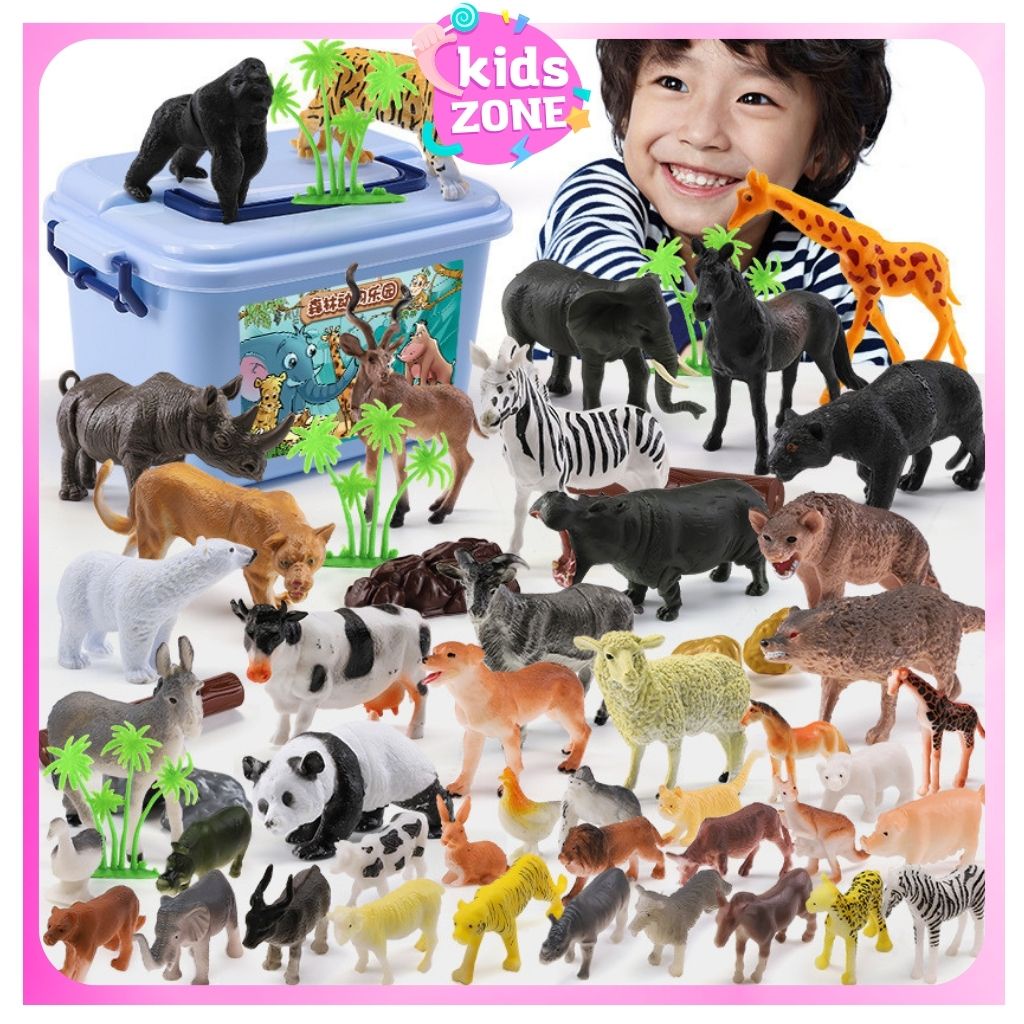 Bộ động vật 58 chi tiết cho bé mô hình đồ chơi động vật các con thú KIDS ZONE