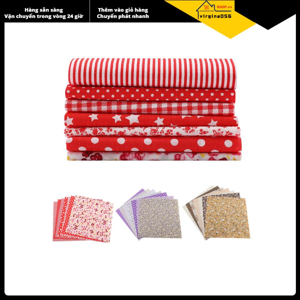 Virgina056 7pcs 50*50cm Cotton Fabric DIY Assorted Squares Pre‑Cut Bedding Kit Quarters Bundle