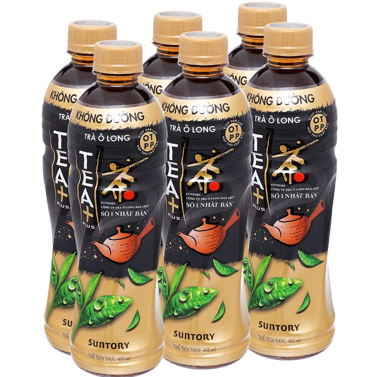 Lốc 6 chai TRÀ OLONG TEA+ / OLONG KHÔNG ĐƯỜNG / VỊ CHANH TEA+ PLUS CHAI 455ML