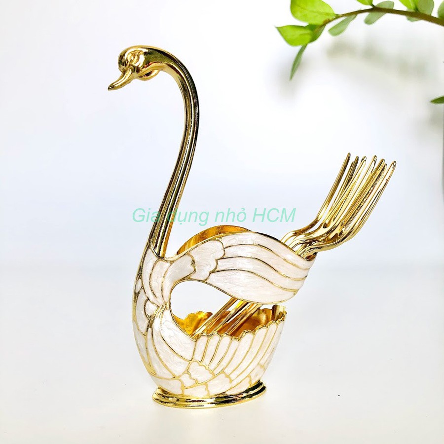 Bộ 6 nĩa kèm kệ thiên nga inox vàng