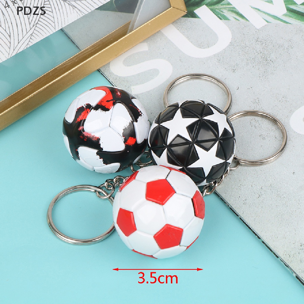 Móc Khóa Da PU Hình Quả Bóng Đá 3D Làm Quà Lưu Niệm Cho Nam