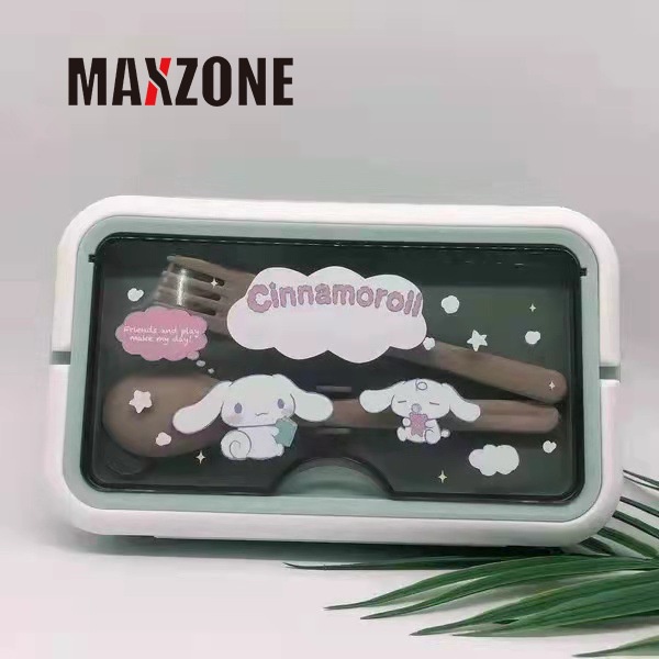 Hộp Cơm Trưa Hai Tầng Sức Chứa Lớn Hình Cinnamoroll My Melody Kuromi Anime Sanrioed Kèm Dao Nĩa Cho Học Sinh