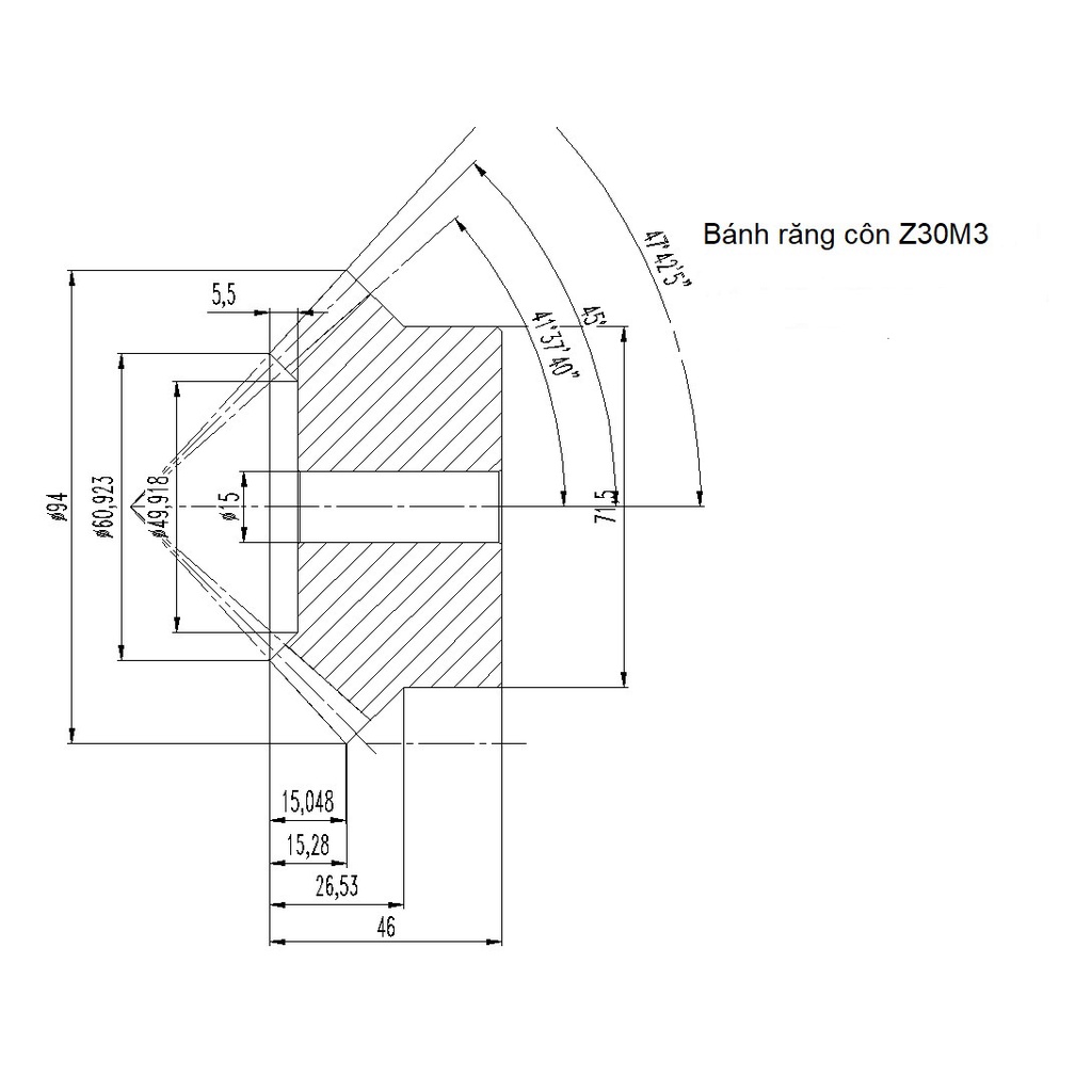 BỘ BÁNH RĂNG CÔN THẲNG Z30M3