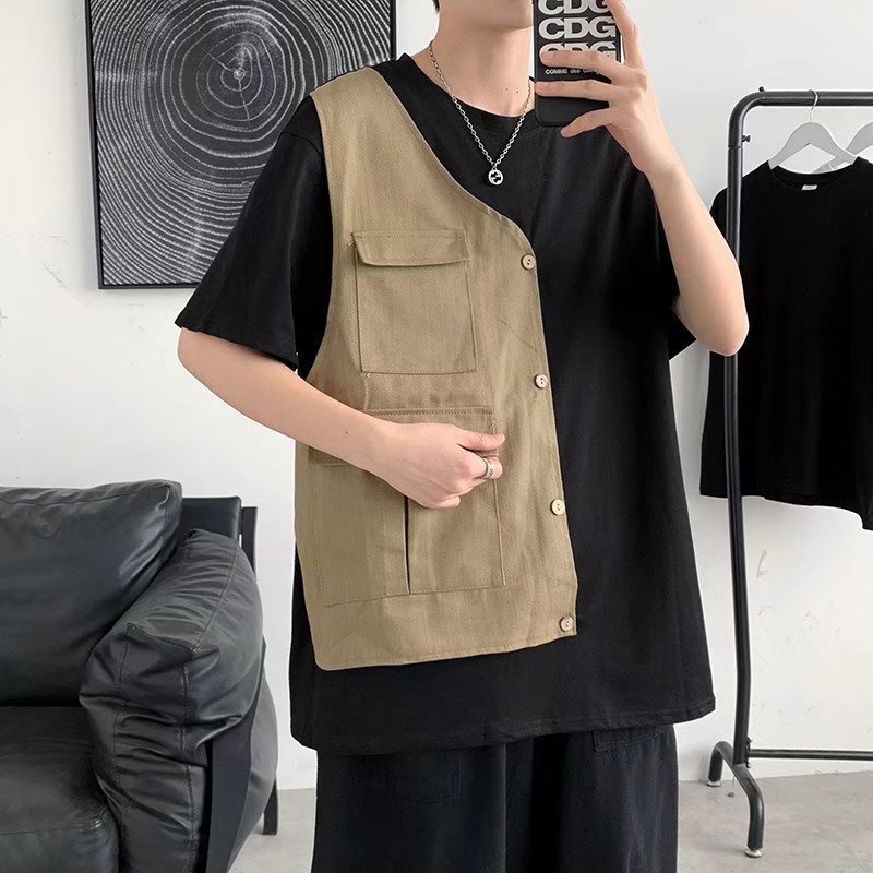 Áo Thun Tay Ngắn Giả Hai Lớp Phong Cách Mùa Hè Thời Trang Mới Chất Lượng Cao Dành Cho Nam