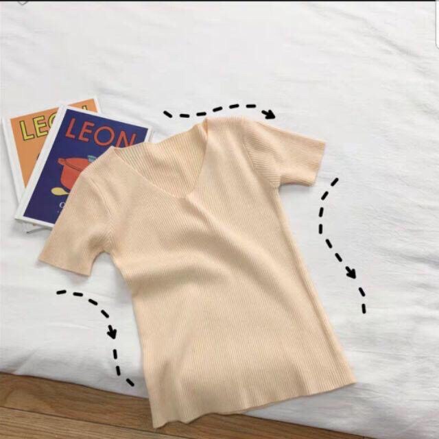 Áo len tăm bigsize hàng Quảng Châu cổ tim cộc tay - Loại 1 AT150 | BigBuy360 - bigbuy360.vn