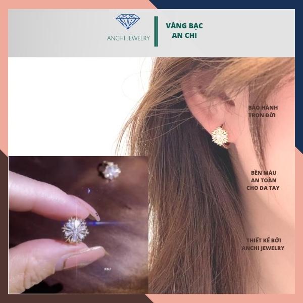 Bông tai hoa đá lấp lánh, chuẩn bạc ta sáng đẹp không xuống màu - Anchi jewelry