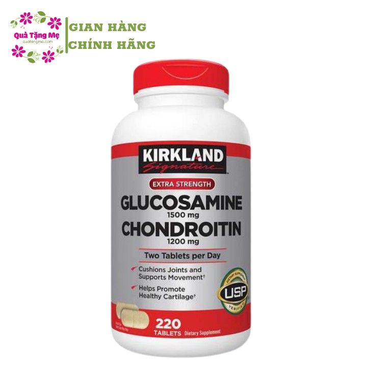 [Mã FMCG100K - 10% đơn 500K] Thực Phẩm Bảo Vệ Sức Khỏe Kirkland Glucosamine 1500mg Chondroitin 1200mg 220 Viên