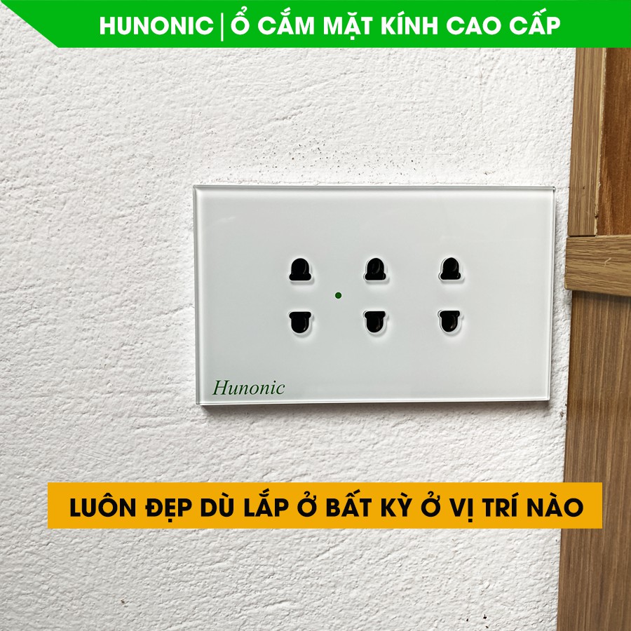 Ổ Cắm Mặt Kính Cường Lực Cao Cấp Hunonic Màu Đen│Ổ Cắm Âm Tường Chữ Nhật Sang Trọng. Thiết Bị Gia Dụng Tinh Tế 2020