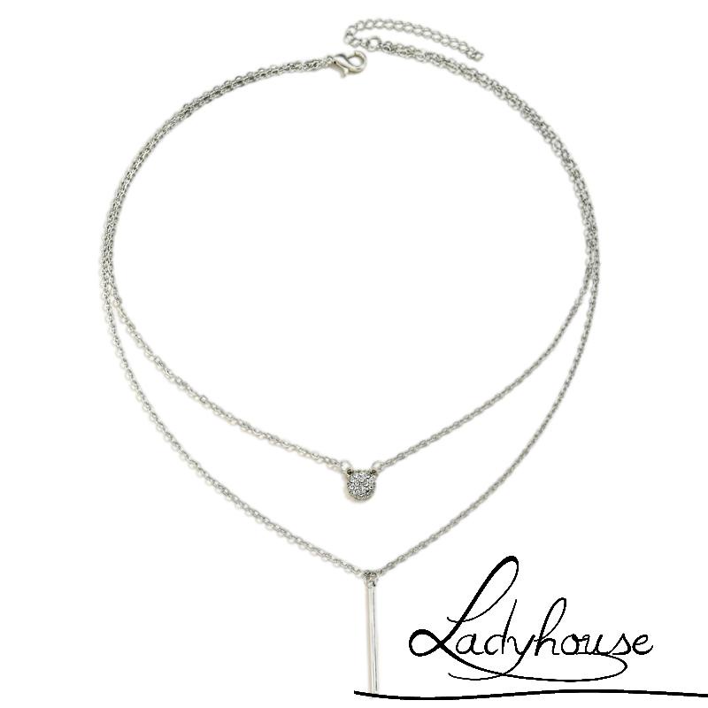 Vòng cổ Hai Lớp Mặt Tròn / Dài Đính Đá Thời Trang Dành Cho Nữ