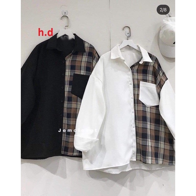 [Mã FAMARAL1 giảm 10K đơn 50K] Áo sơ mi phối kẻ HD12 | BigBuy360 - bigbuy360.vn