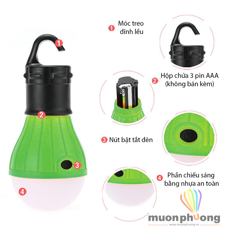 [FREESHIP 20K] Bóng LED đèn treo lều cắm trại dã ngoại dùng pin 3A - MUÔN PHƯƠNG SHOP