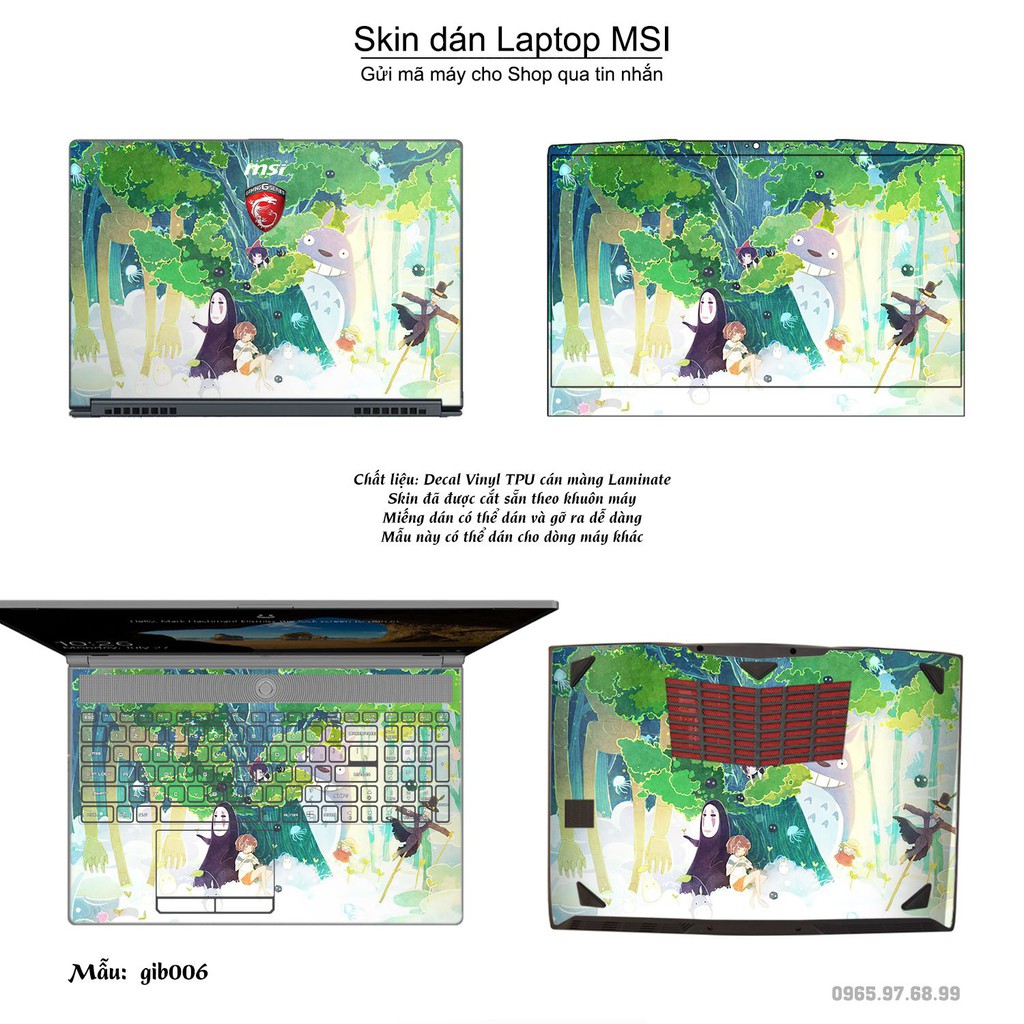 Skin dán Laptop MSI in hình Ghibli (inbox mã máy cho Shop)