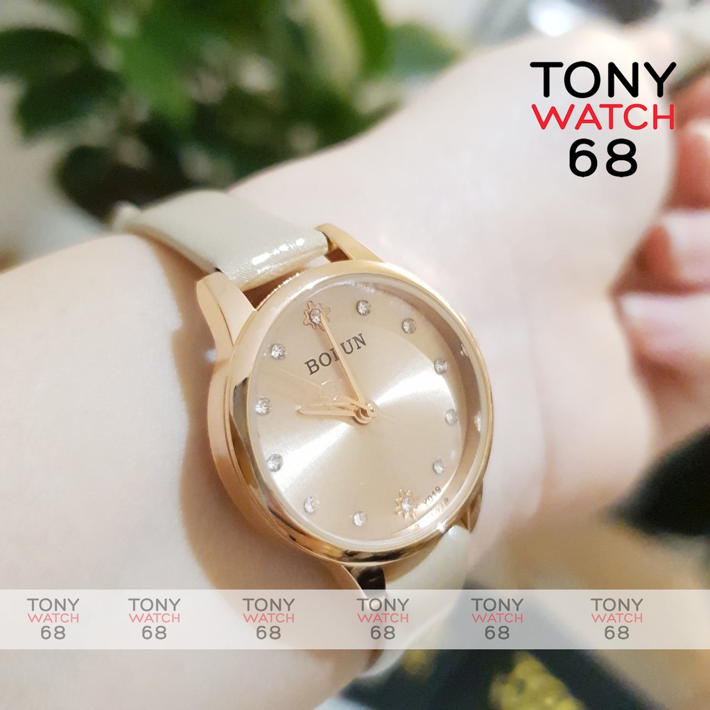  Đồng hồ nữ Bolun dây da mặt nhỏ đẹp số ngọc chống nước chính hãng Tony Watch 68