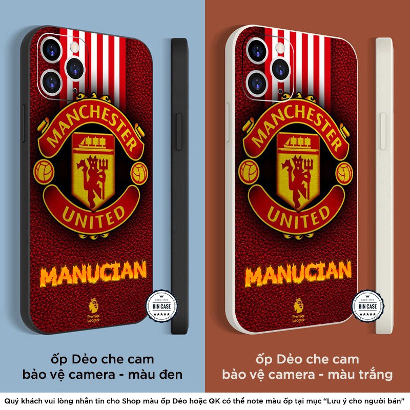 ⚽Ốp lưng in giả da logo MU cực đẹp ⚽dành cho fan MU iphone 13 12 11 Pro Max 6s 6 7 8 Plus X Xr Xs Max BONGDA021