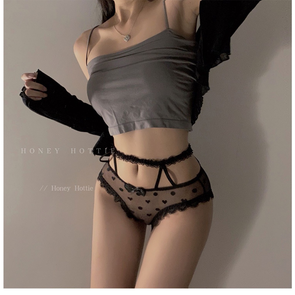 Quần Lót Nữ Ren Lưới Trong Suốt Họa Tiết trái tim, cạp dây sexy quyến rũ_Mã 22