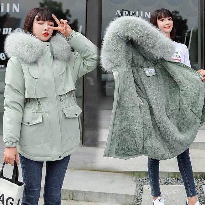 HT204 Áo phao nữ lót lông bên trong siêu ấm hàng QCCC