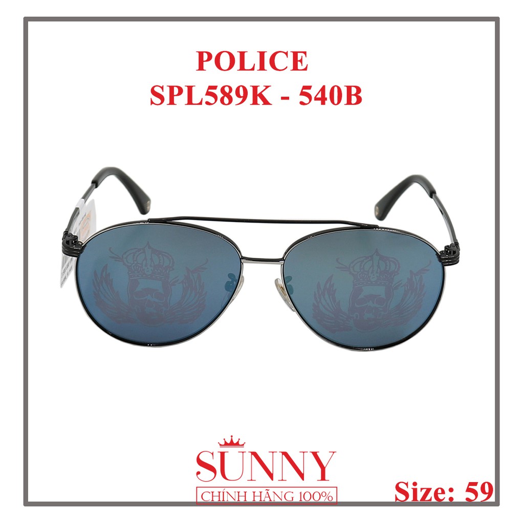 Kính mát Police chính hãng SPL589K 59 540B màu sắc thời trang, thiết kế dễ đeo bảo vệ mắt