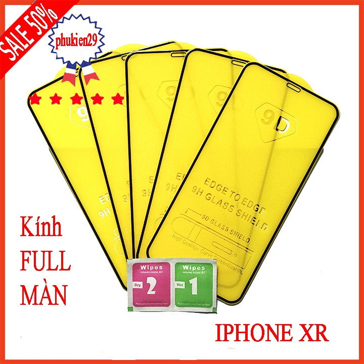 Kính cường lực Iphone XR  full màn hình, Ảnh thực shop tự chụp, tặng kèm bộ giấy lau kính taiyoshop2