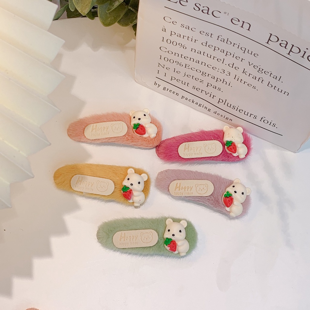Kẹp Tóc Mái Hình Gấu , Thỏ Nhiều Màu Sắc Dễ Thương Phong Cách Hàn Quốc Xinh