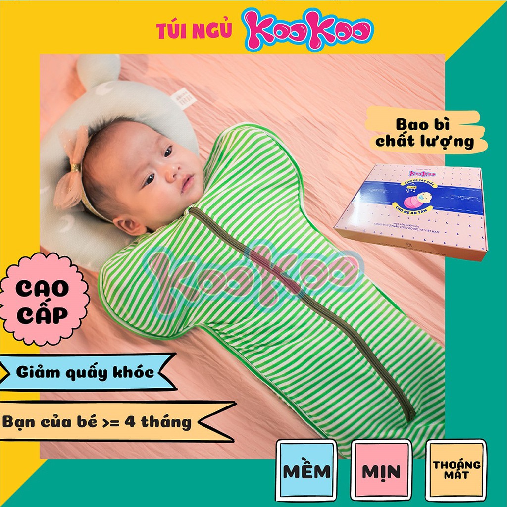 Nhộng Chũn Cho Bé Chính Hãng KooKoo Co giãn 4 chiều xịn rẻ hơn cocoon, Quấn Chũn Cho bé Giúp Bé Ngủ Ngon