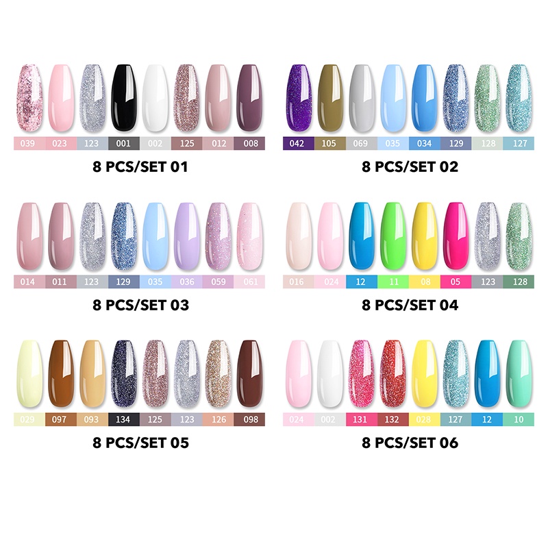 Bộ 8 chai sơn móng tay gel uv UR SUGAR 7.5ml